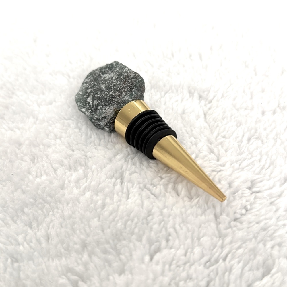🍾Green Aventurine w/Gold Wine🍷Bottle Stopper